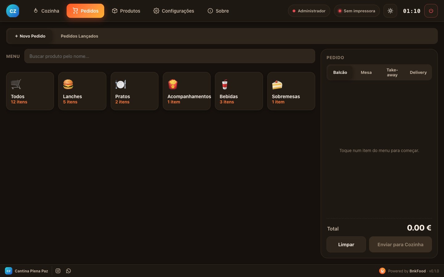 BnkFood — Novo pedido
